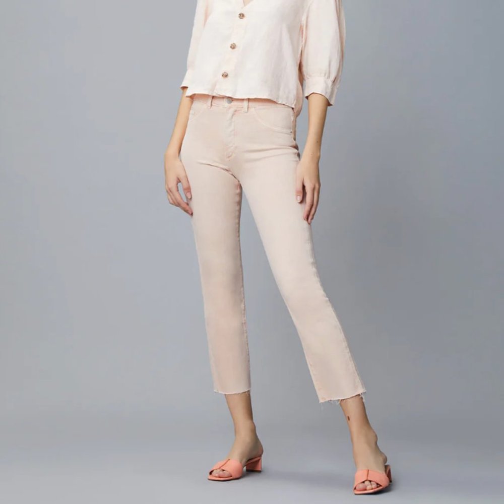 DL1961 Patti Straight High Rise Vintage Ankle Bellini Light Pink Size 25